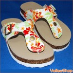 ★SALE★オレンジ色、花柄サンダル★L(24cm)