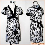 【2,480円】半袖エレガントチュニックワンピース（モノトーン）